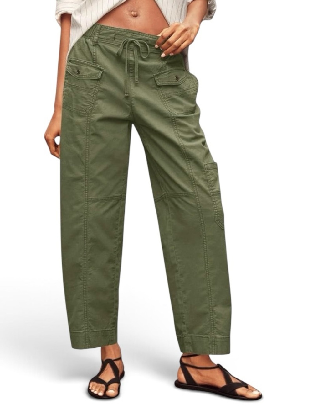 Anthropologie Pilcro Olive Green Cargo Style Wide Leg Pants